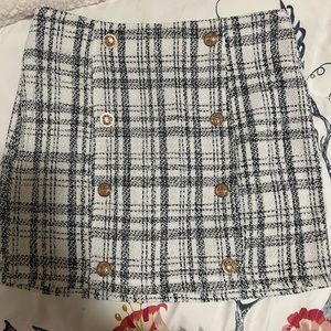 White Plaid Tweed Skirt